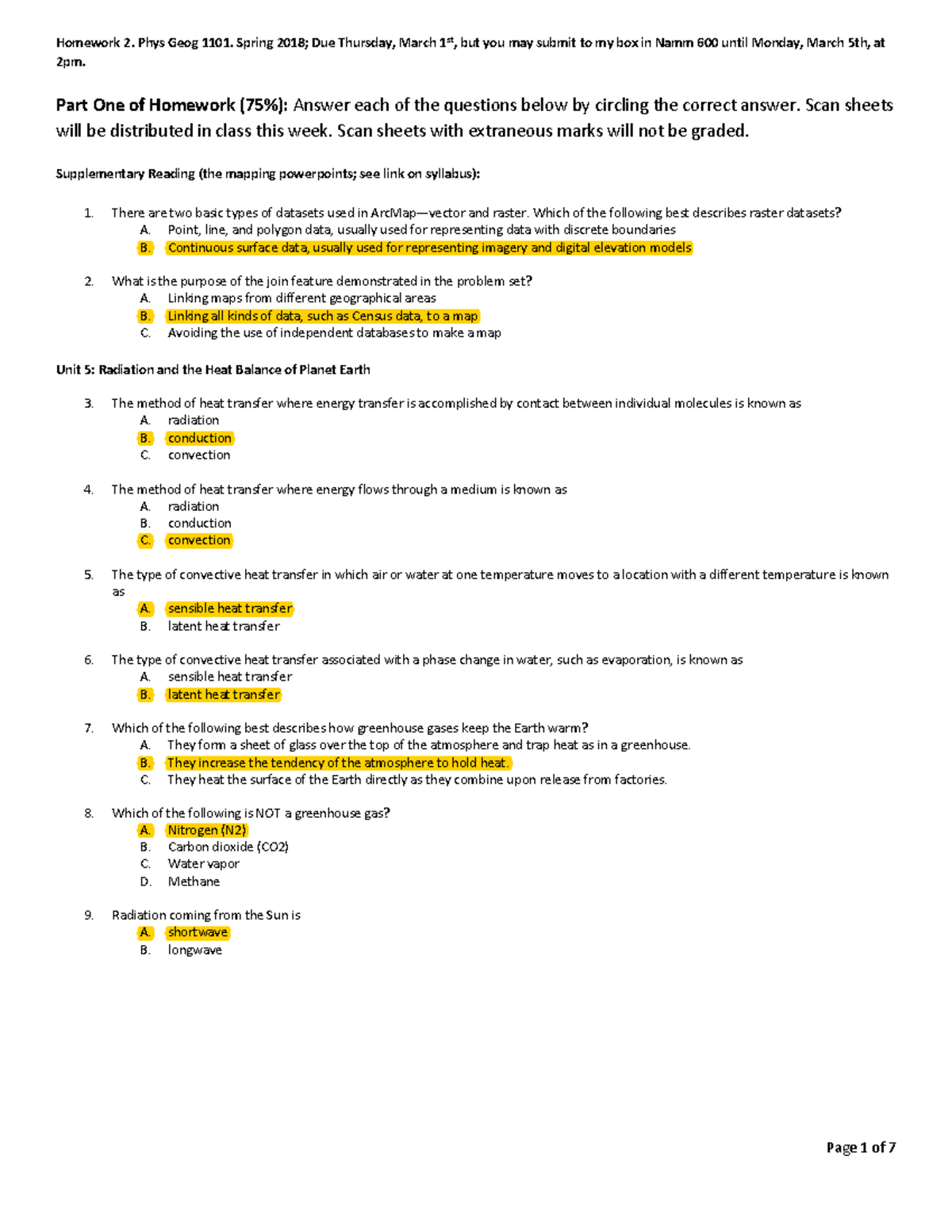 Homework 2 Phys Geog 1101 Sp18 - Homework 2. Phys Geog 1101. Spring ...