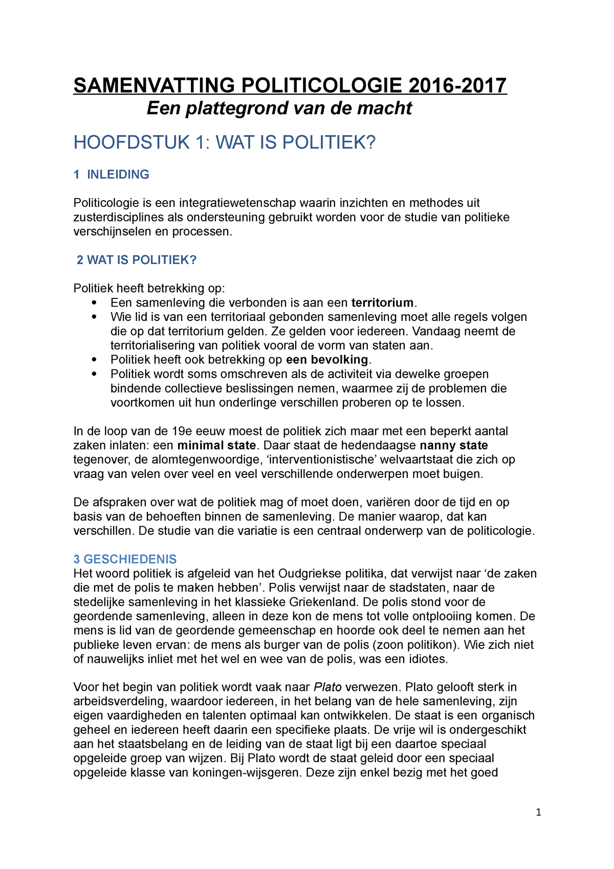 Politicolgie Sv Samenvatting Een Plattegrond Van De Macht Inleiding Tot Politiek En Politieke 5889