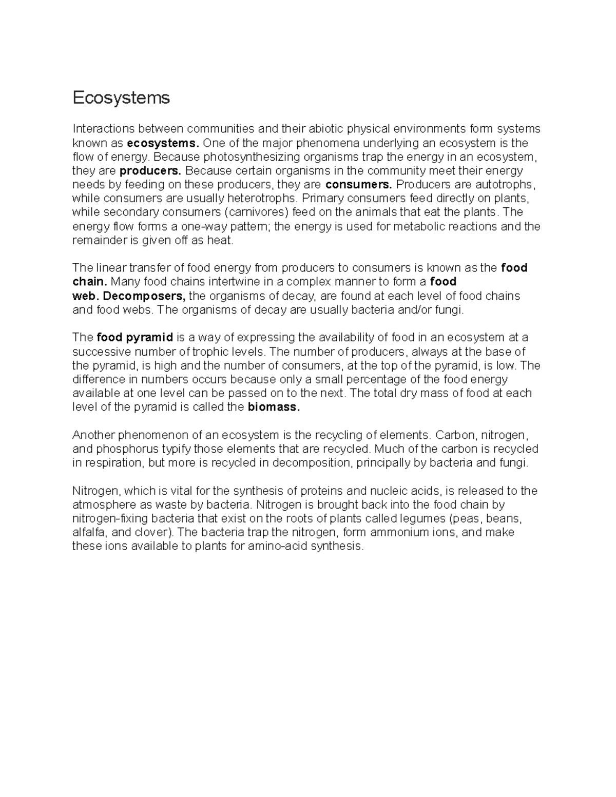 Ecosystems Notes Ecosystems Interactions Between Communities And