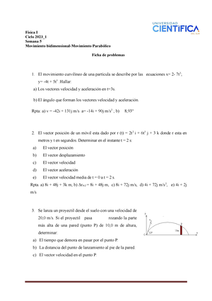 Ficha De Problemas Fisica Ucsur Semana 02 - Física I Ciclo 202 3 _ 2 ...