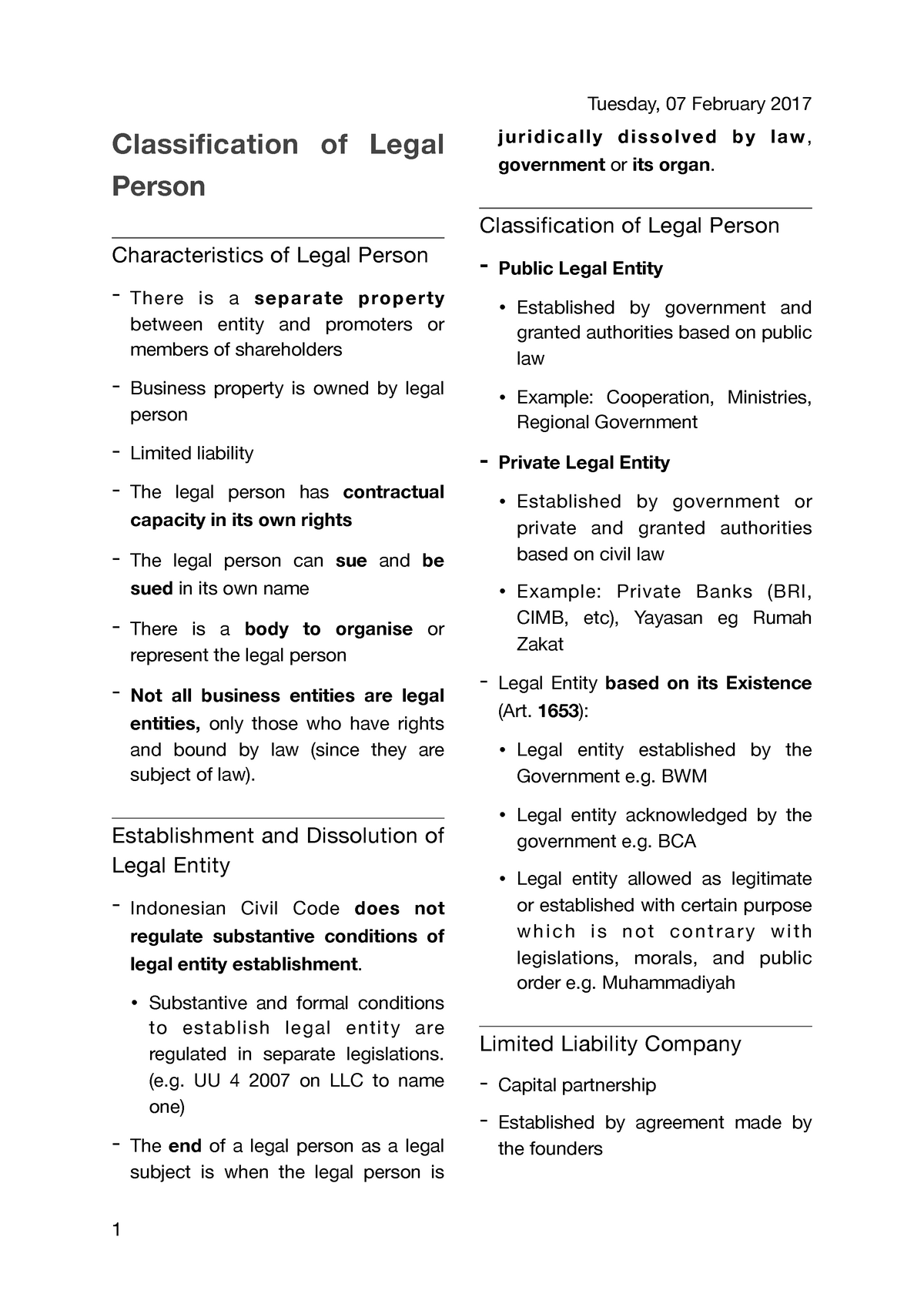 classification-of-legal-person-tuesday-07-february-2017