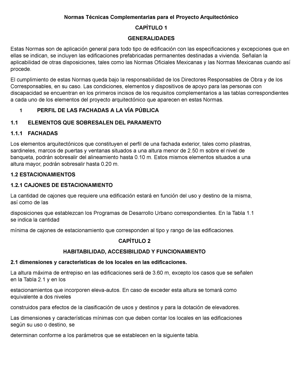 Normas Técnicas Complementarias Para El Proyecto Arquitectónico ...