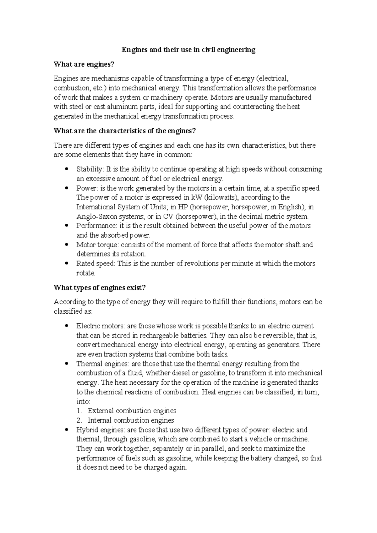 Article 6-10 - Engines and their use in civil engineering What are ...