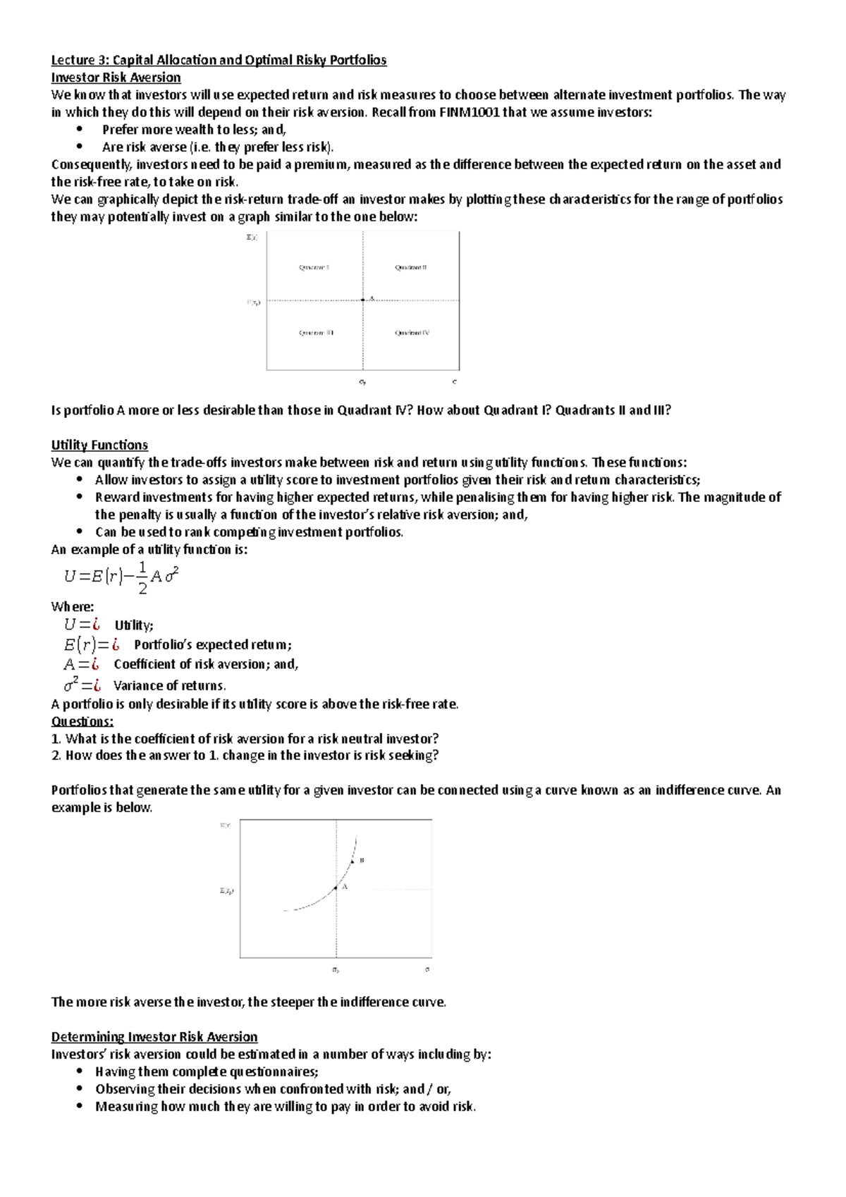 Lecture 3 FINM2003 Capital Allocation and Optimal Risky Portfolios ...