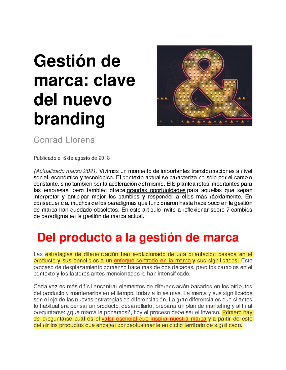 Control 2 - Gestión de marca - Gestión de marca: clave del nuevo ...