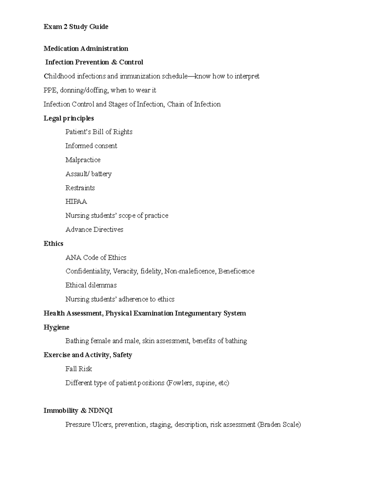 Review for exam 2 - Study guide topics for exam 2 - Exam 2 Study Guide ...