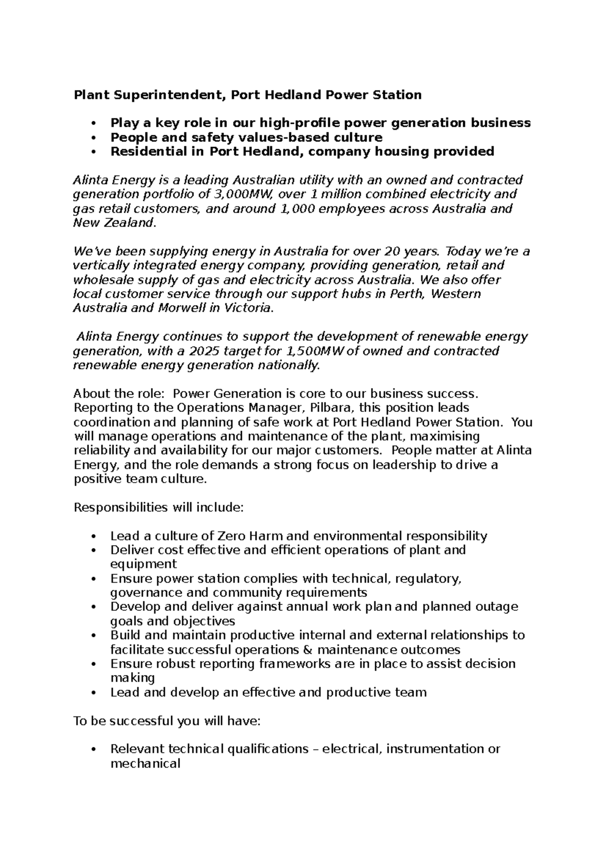 Plant Superintendent. job description this is a quick evaluation of