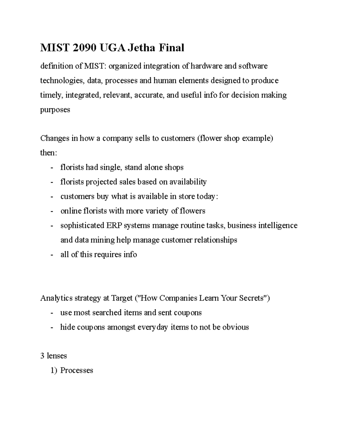 MIST 2090 UGA Jetha Final MIST 2090 UGA Jetha Final definition of