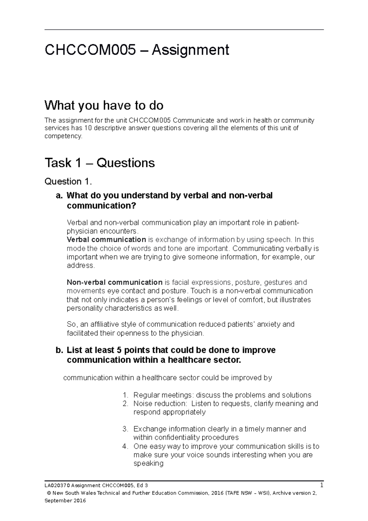 LA020370 Ass1 Chccom 005 Ed3 - CHCCOM005 – Assignment What you have to ...
