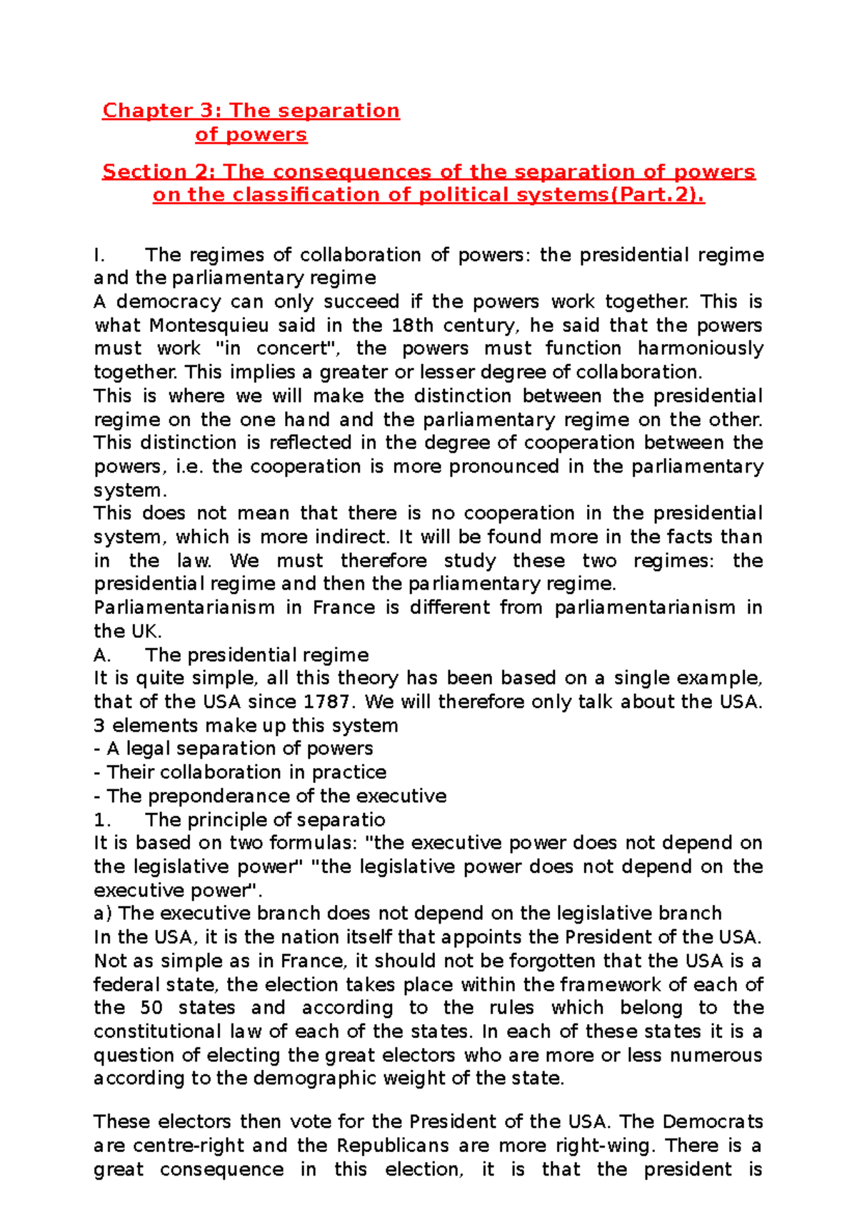Constitutional Law 19 - Chapter 3: The separation of powers Section 2 ...