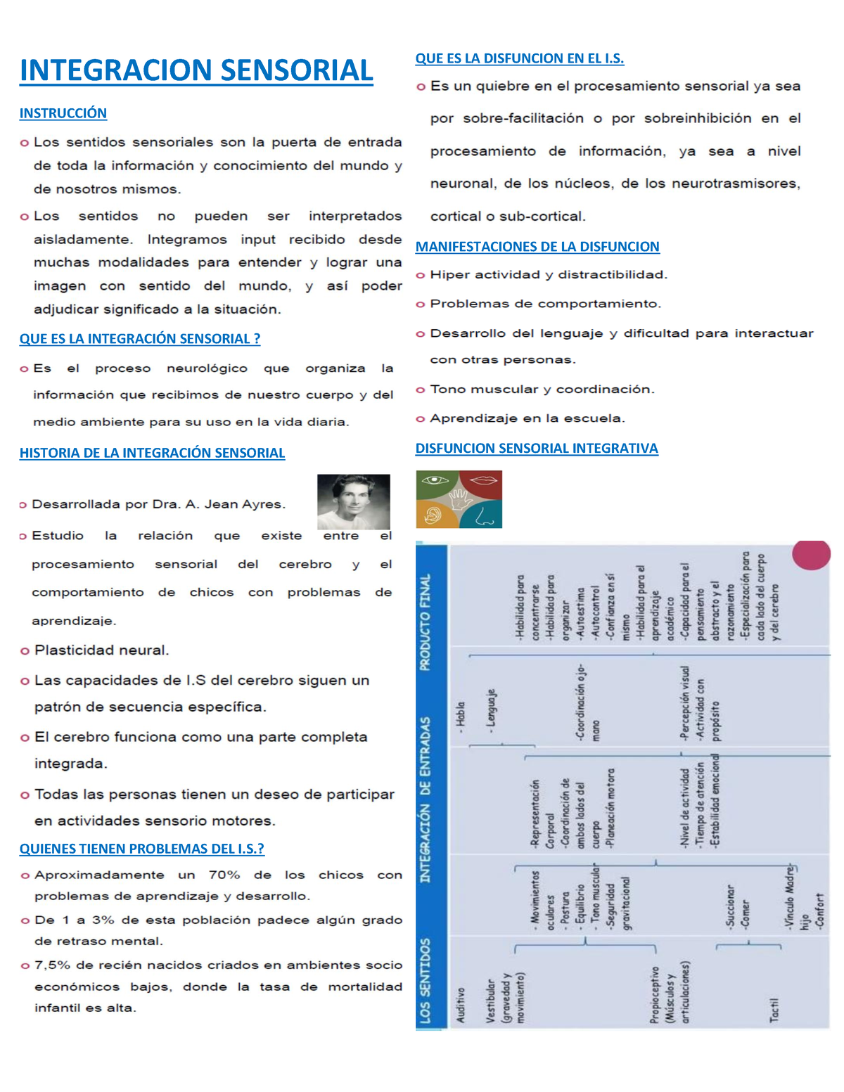 Integracion Sensorial 1 - INTEGRACION SENSORIAL INSTRUCCI”N QUE ES LA ...