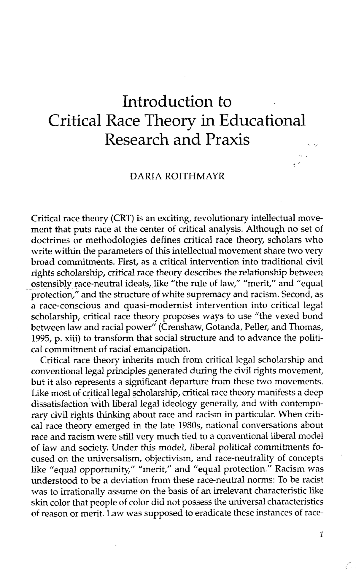 literature review of race theory