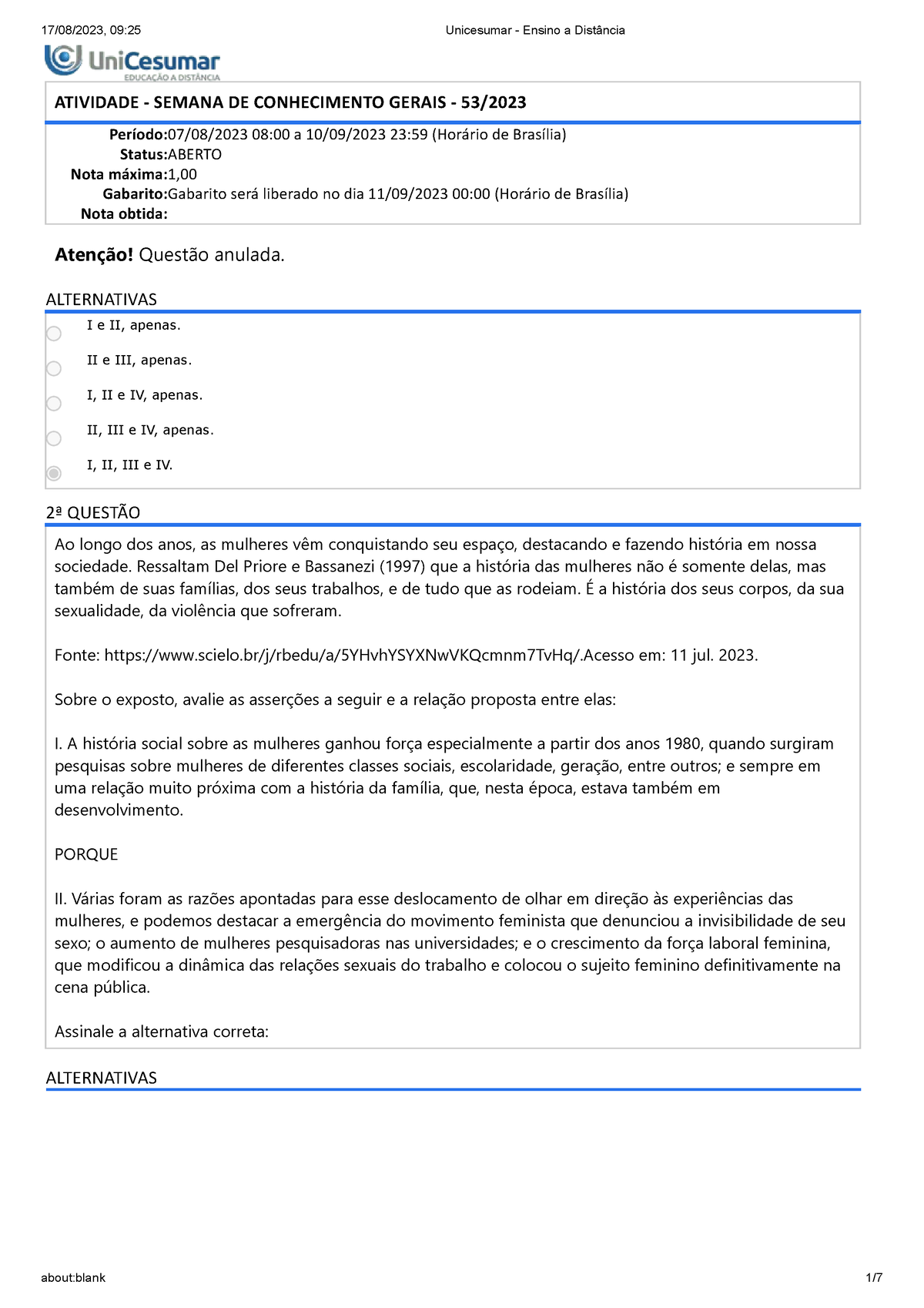 Semana de conhecimentos gerais 53 2023 - ATIVIDADE - SEMANA DE CONHECIMENTO  GERAIS - 53/ - Studocu