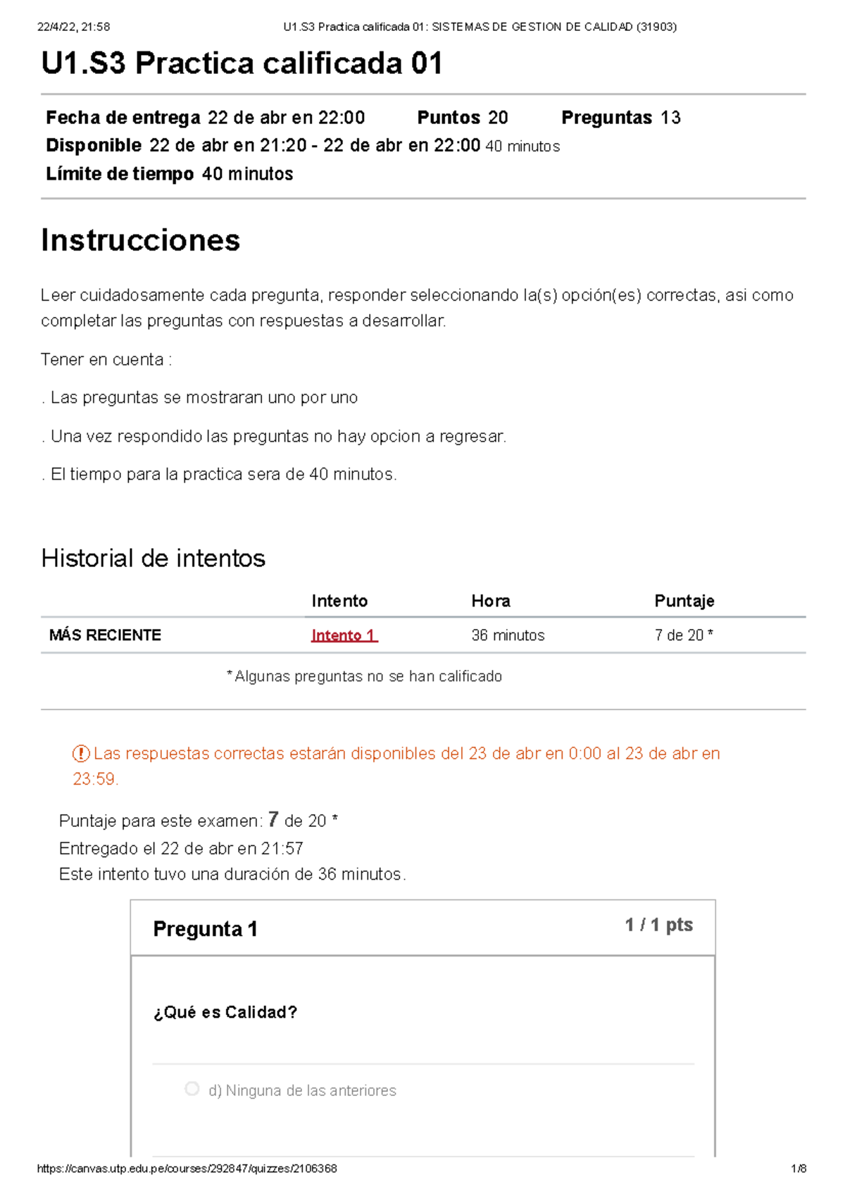 U1.S3 Practica calificada 01 Sistemas DE Gestion DE Calidad (31903 ...