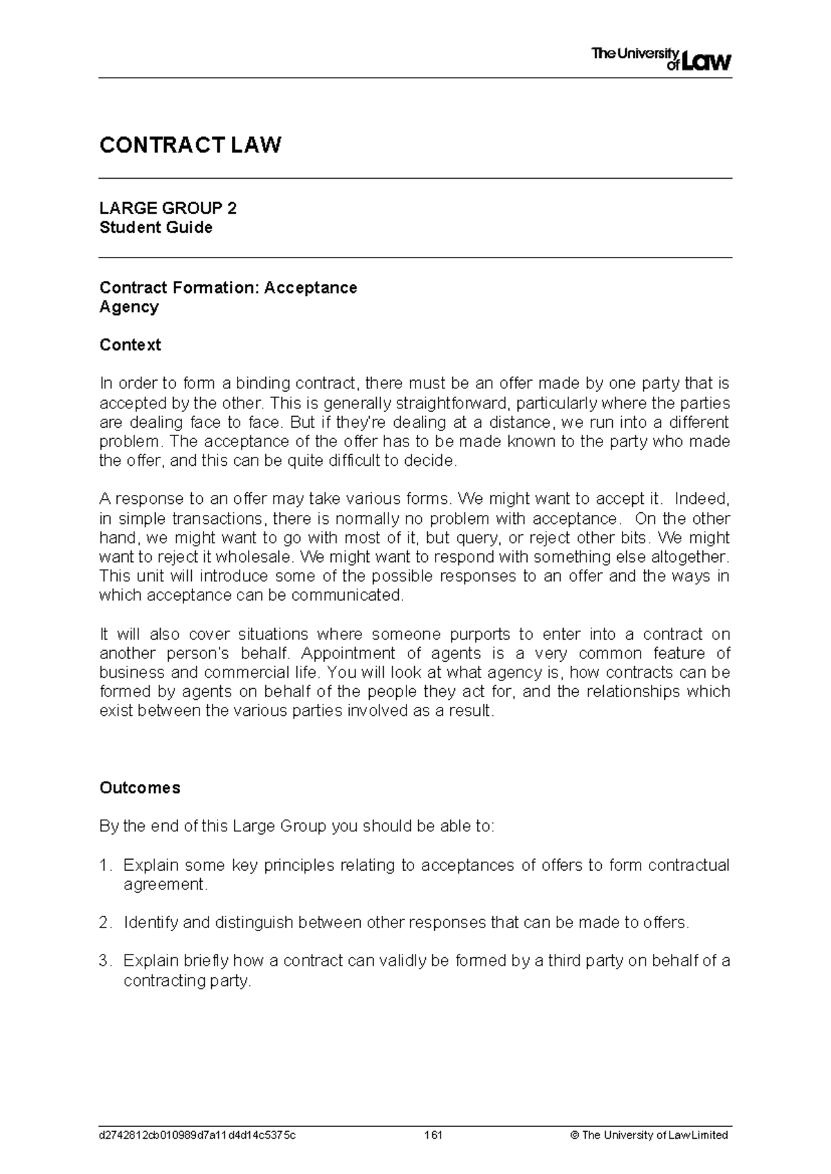 Lg 2 - student guide notes lg 2 - CONTRACT LAW LARGE GROUP 2 Student ...
