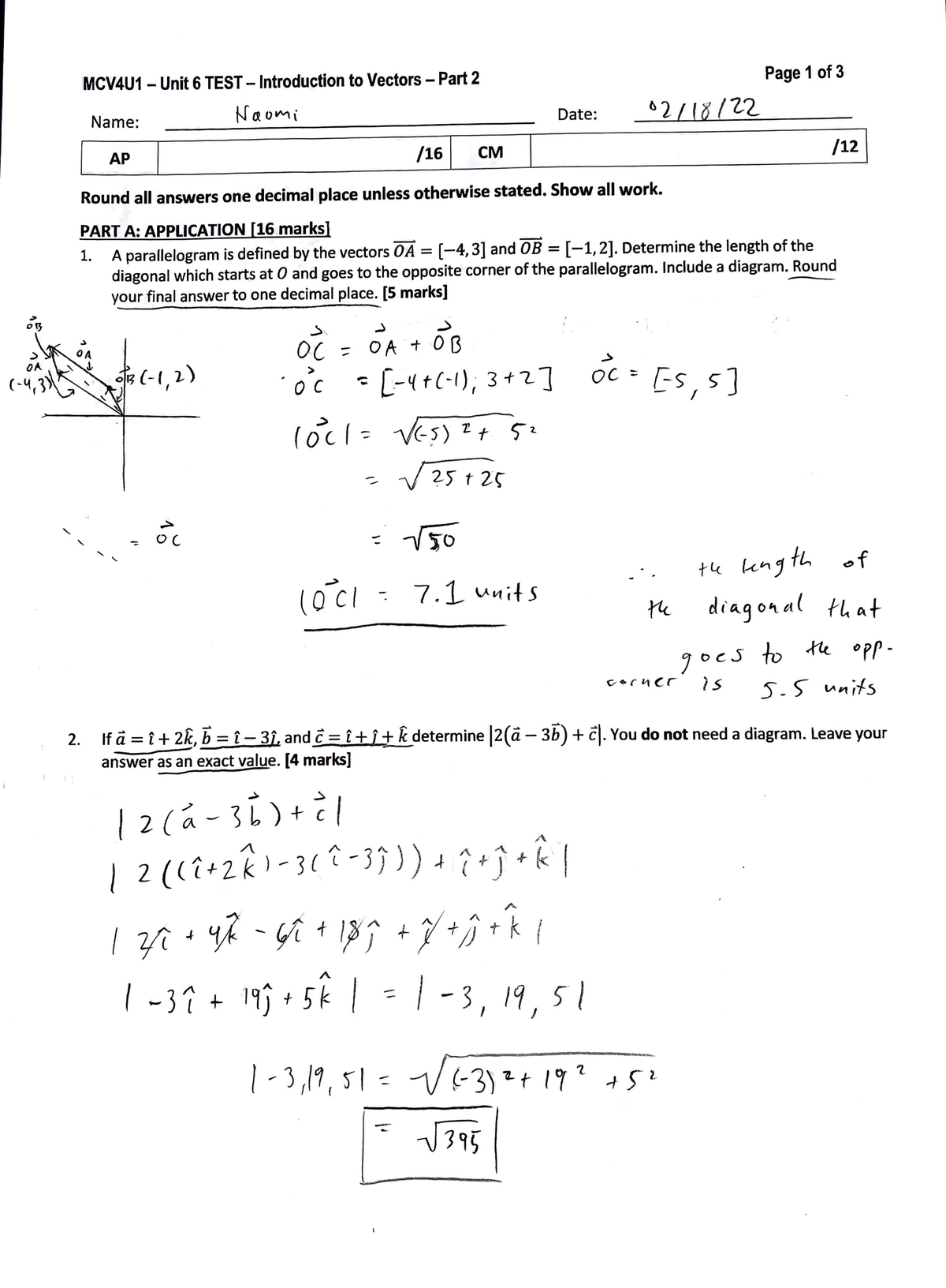 Calculus Unit 1 Test Part 2 - MCV4U1 -Unit 6 TEST -Introduction to ...