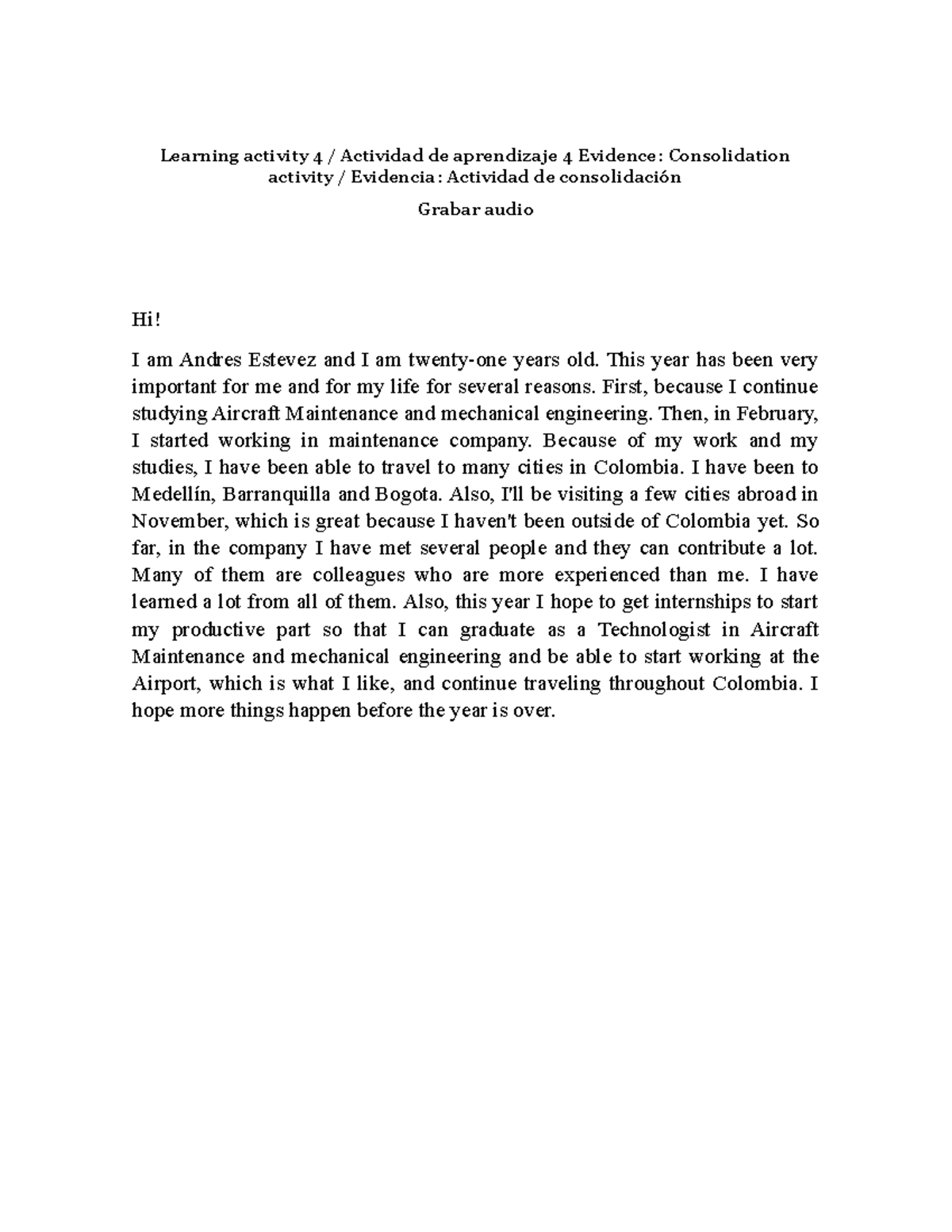 Learning activity 4 final - Learning activity 4 / Actividad de ...