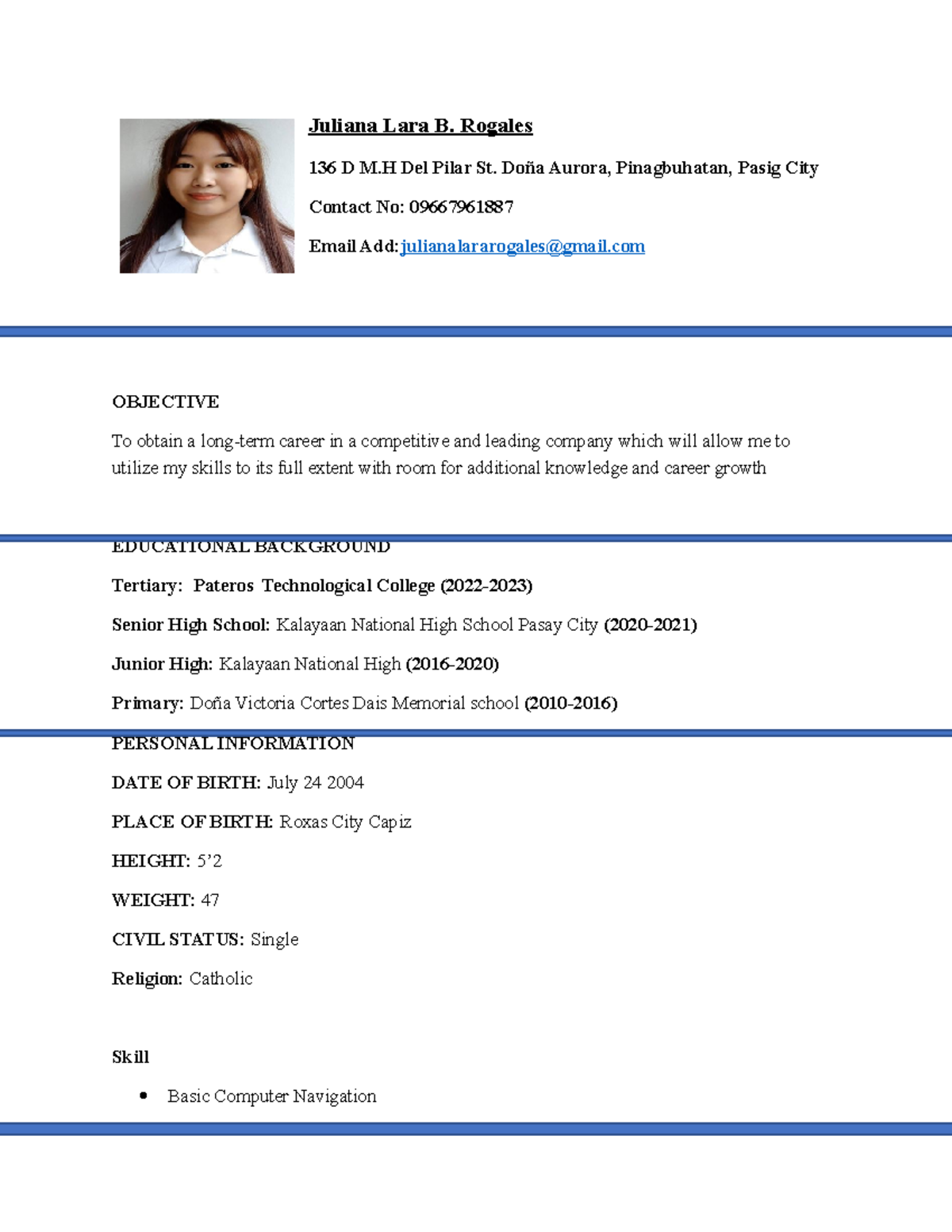 Resume juliana - hi see it by yourself goodluck for your next jpurney ...