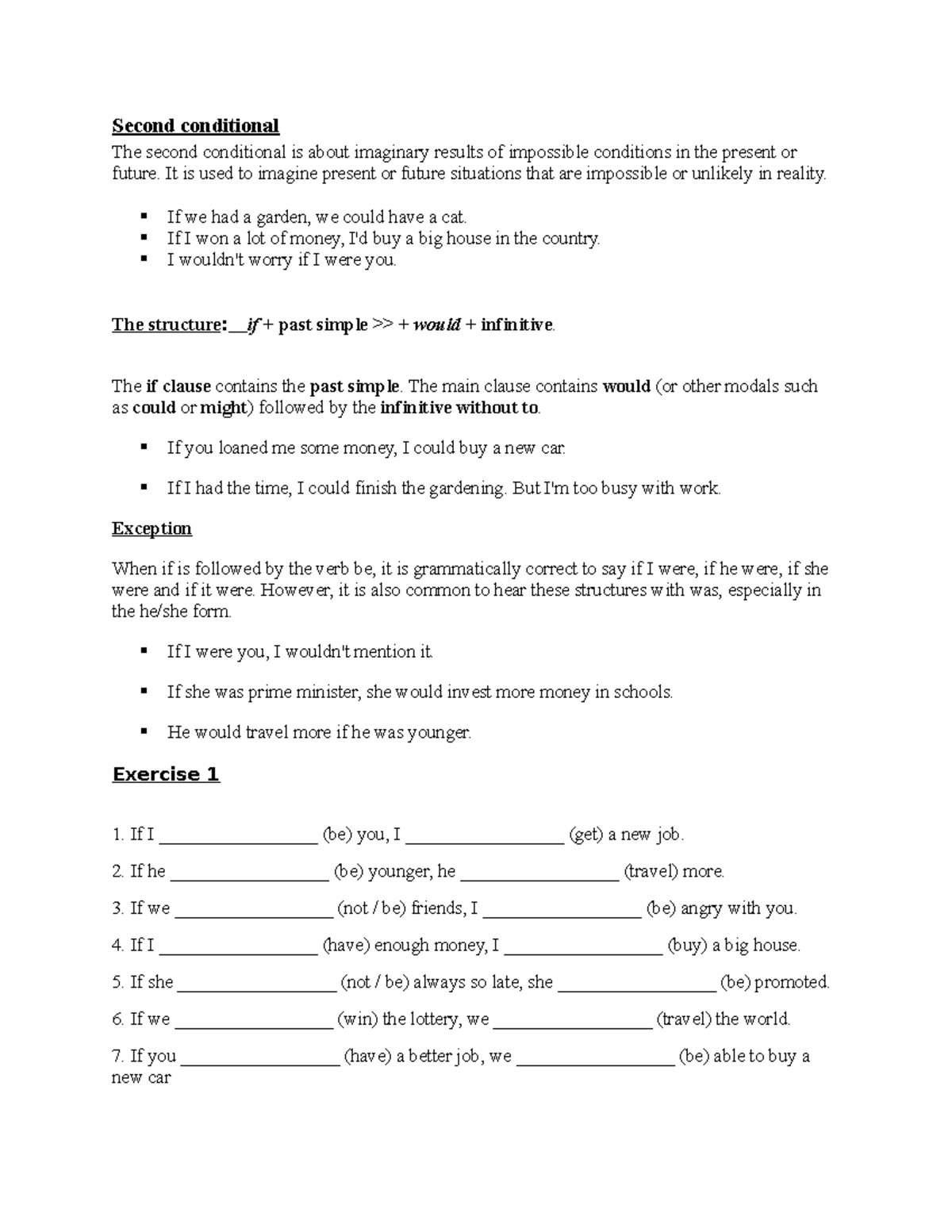 Conditional 2 - Second conditional The second conditional is about ...
