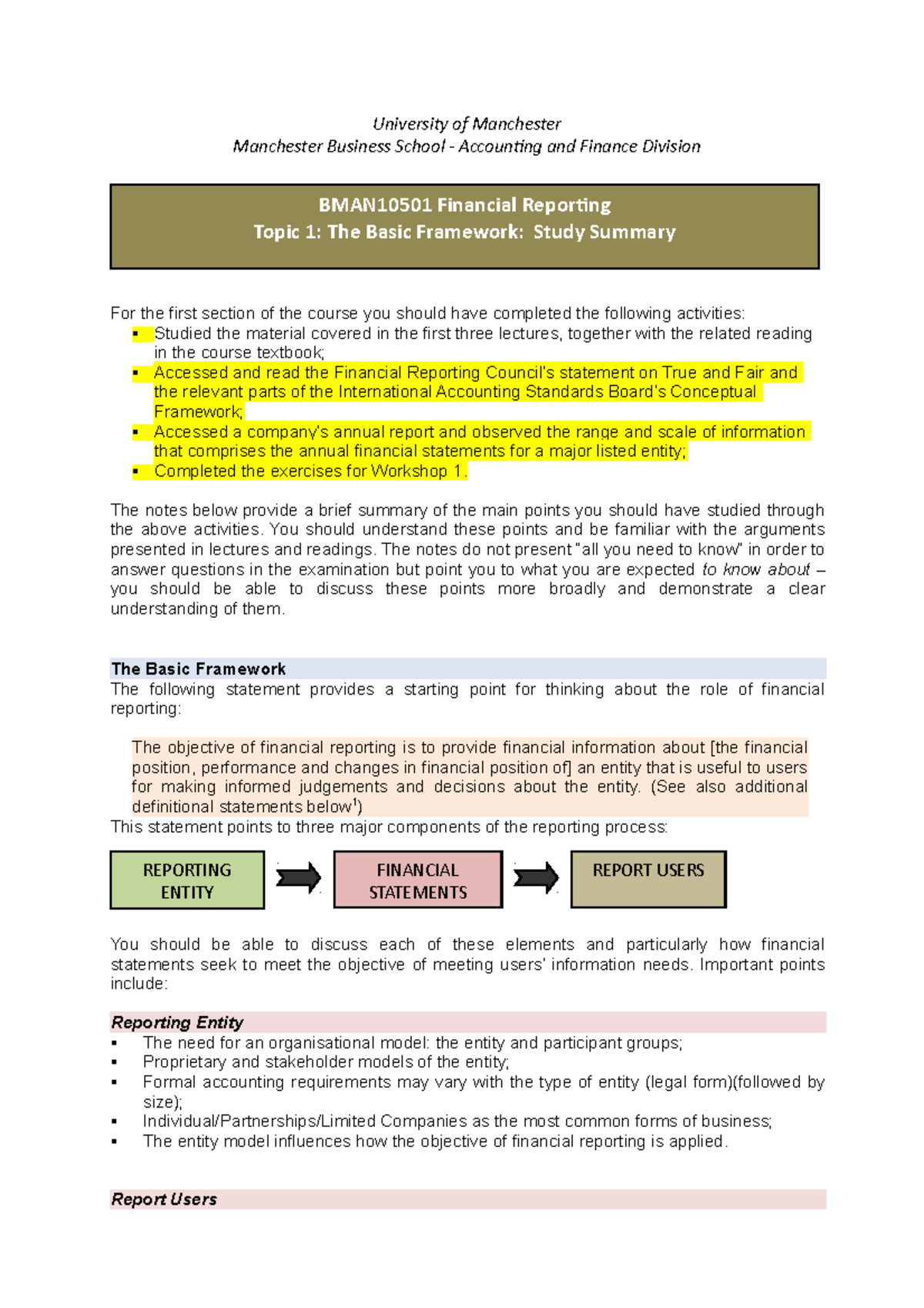 Study summary Section 1 Framework - University of Manchester Manchester ...