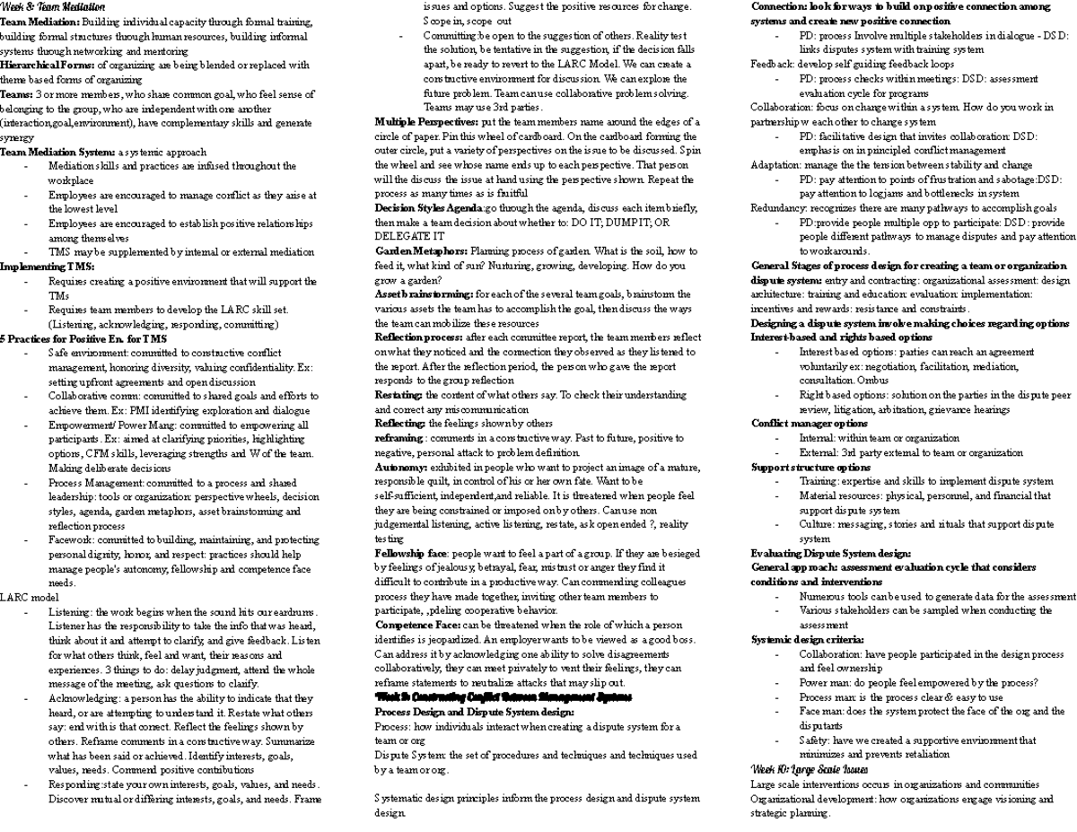 EXAM 2 review 443 - Exam guide from Notes - Wee 8: Tea Mediatio Team ...