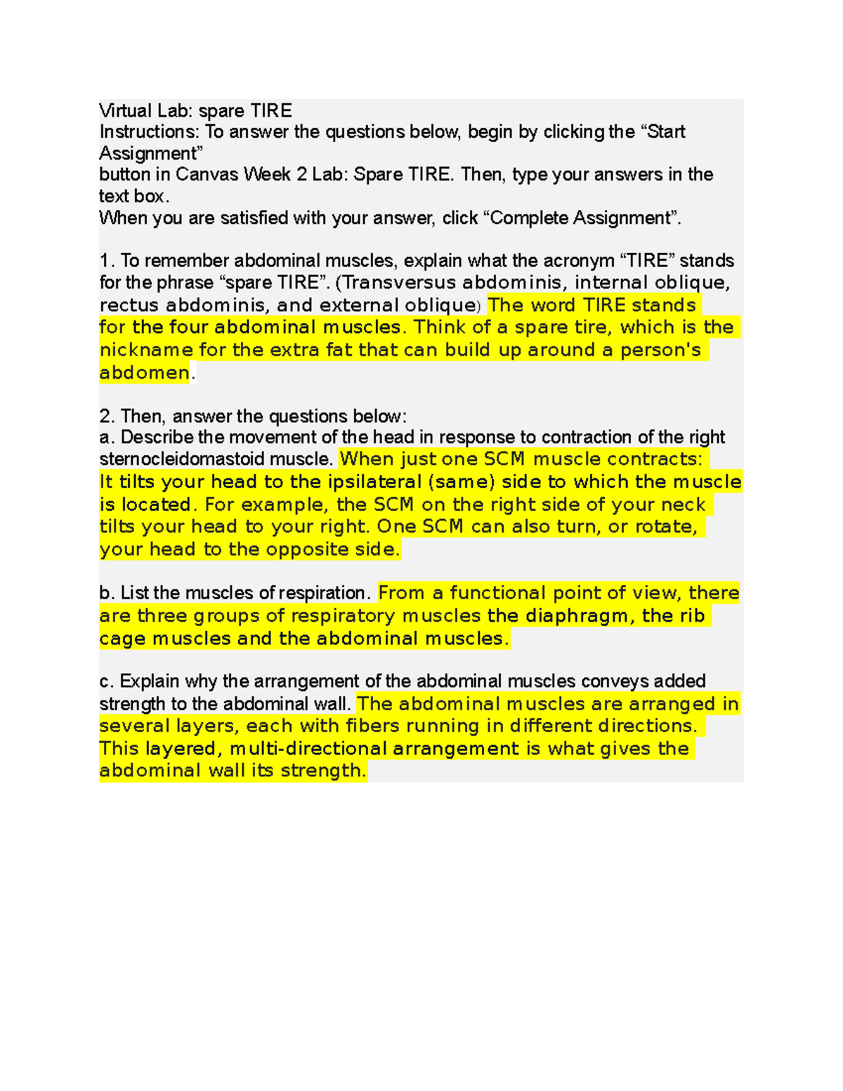 WEEK 2 LAB unknown Virtual Lab spare TIRE Instructions To answer