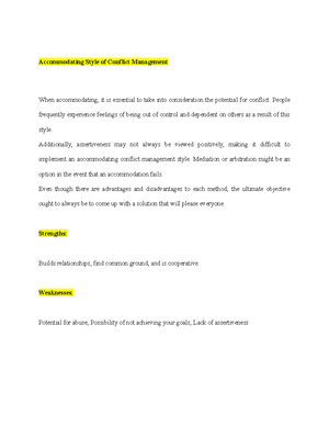 Compromising Style of Conflict Management - Naturally, there are always ...