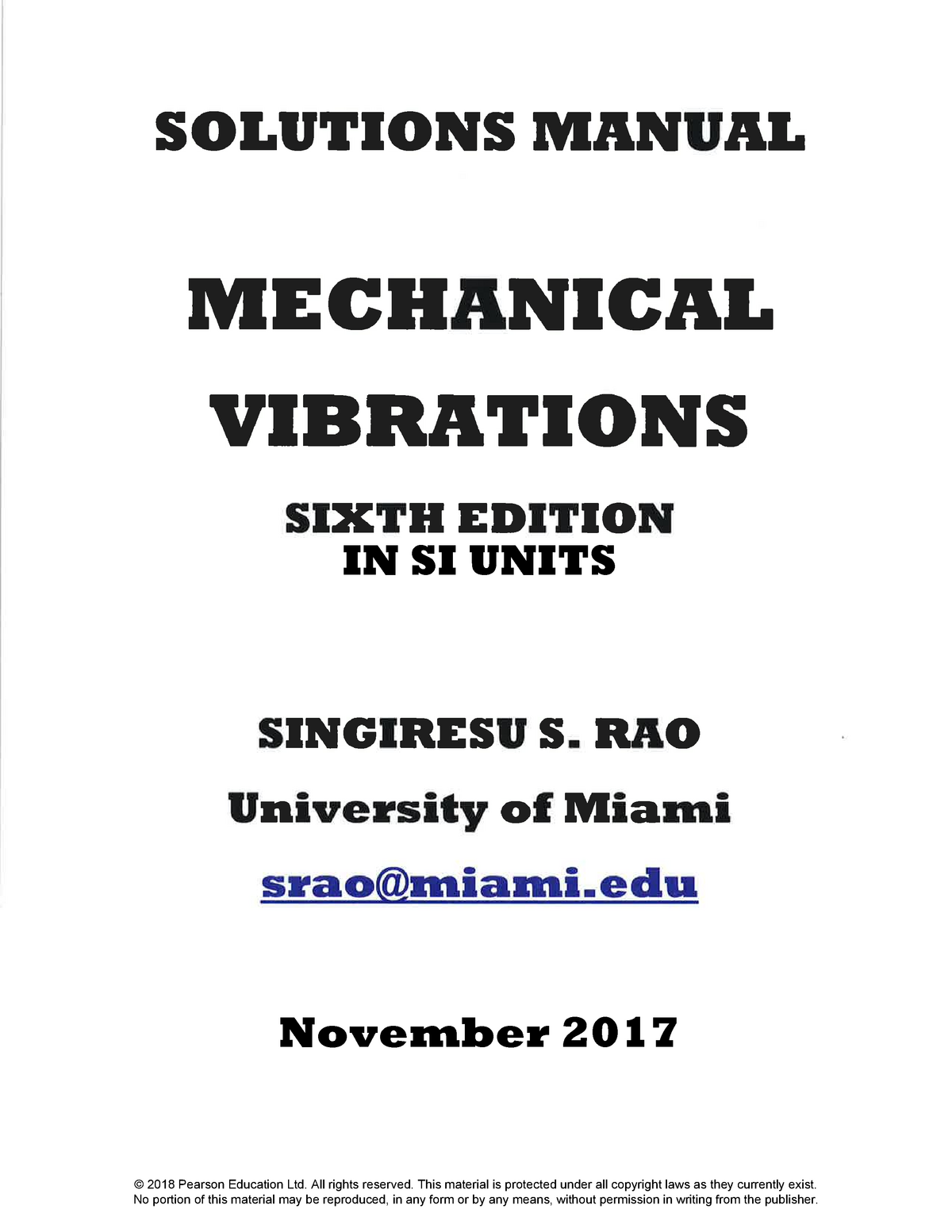 Chapter 1 - 기계진동학 해답 - Mechanical Vibrations - © 2018 Pearson Education ...