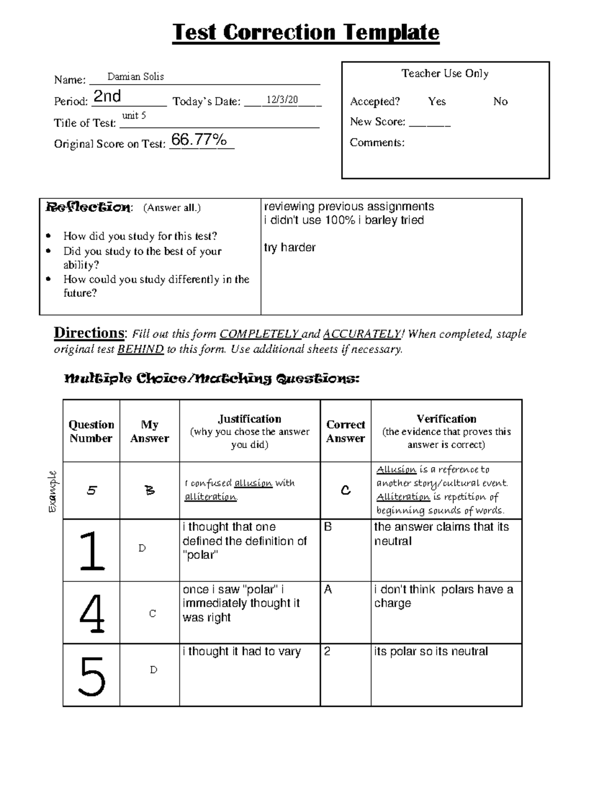 Kami Export - Damian Solis - Test Correction Worksheet fillable - Test ...