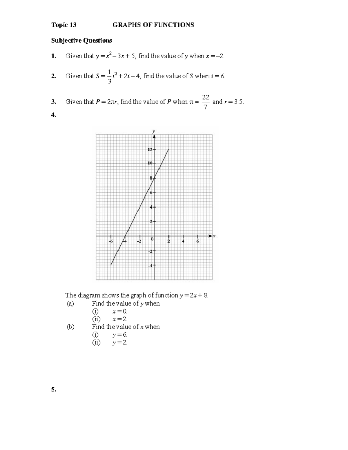 Graph OF Functions, JUNE - Topic 13 GRAPHS OF FUNCTIONS Subjective ...