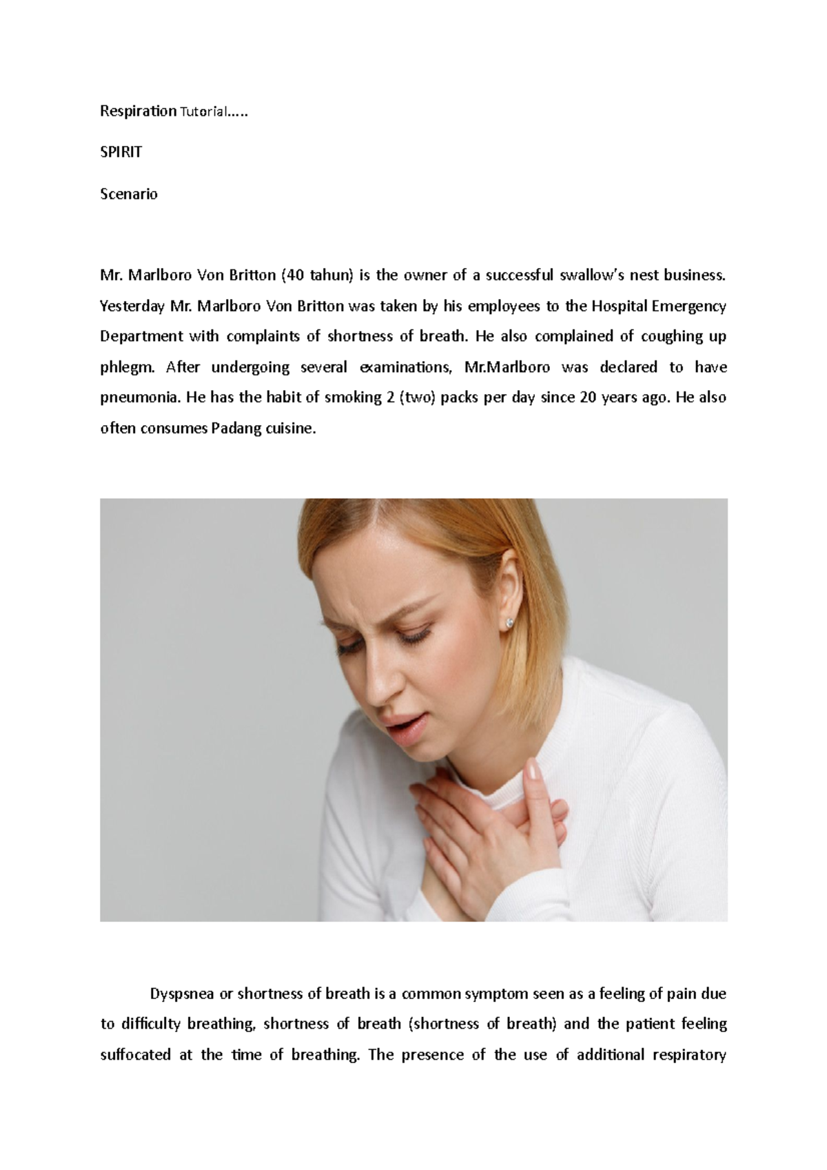 Shortness of breath and cough with phlegm Respiration Tutorial