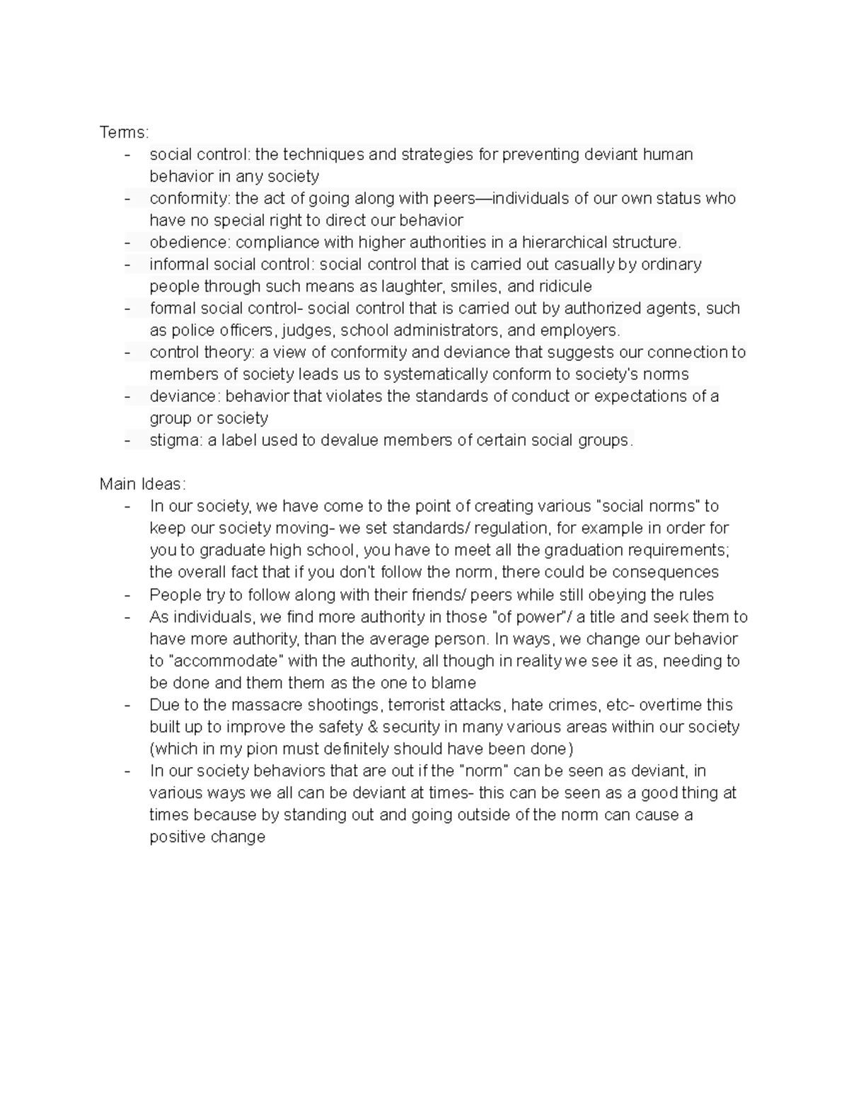 Soc Witt Chapter 6 - Terms: - social control: the techniques and ...