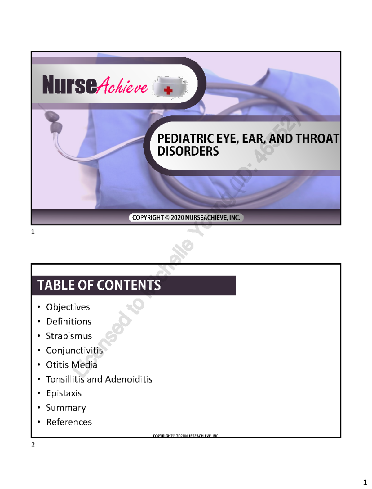 Nclex Pediatric Eye, Ear, and Throat Disorders NurseAchieve 0