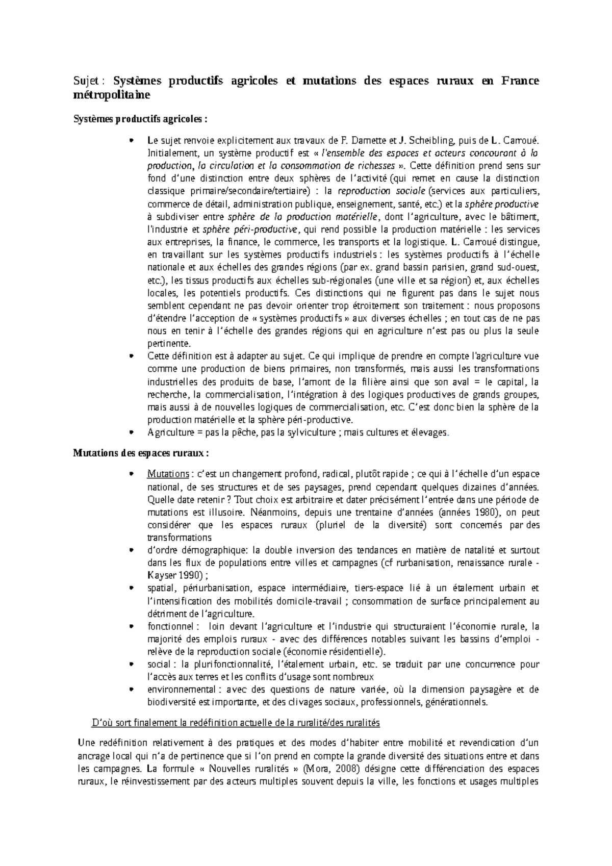 Systèmes productifs agricoles et mutations des espaces ruraux en France ...