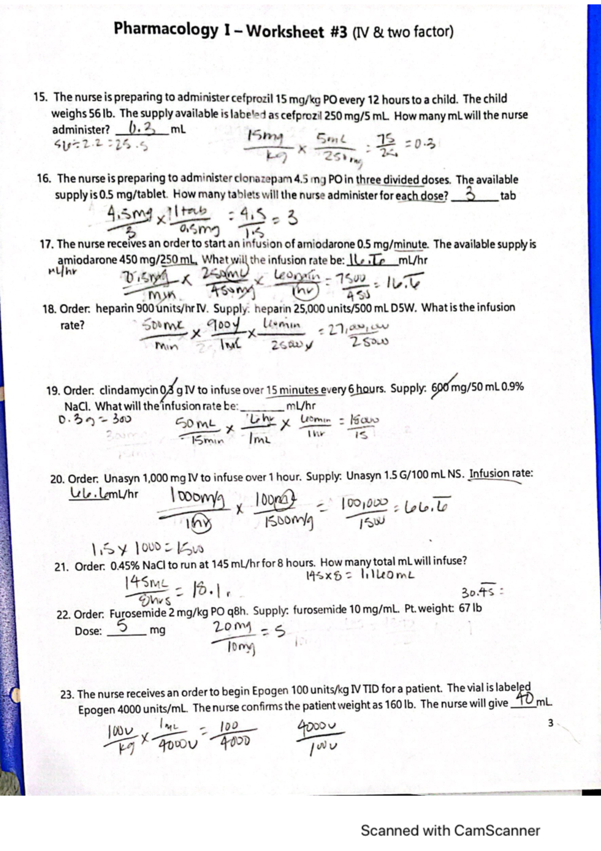 Pharm 1 Wk3-2 - practice dosage questions - NSG 3153 - Studocu