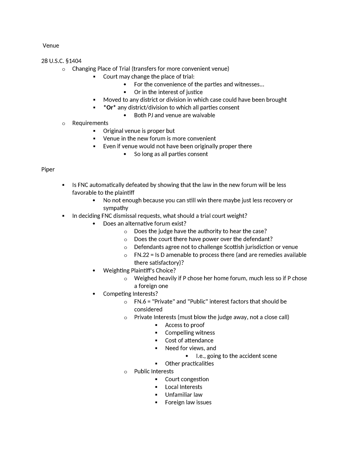 Venue - Venue 28 U.S. § o Changing Place of Trial (transfers for more ...