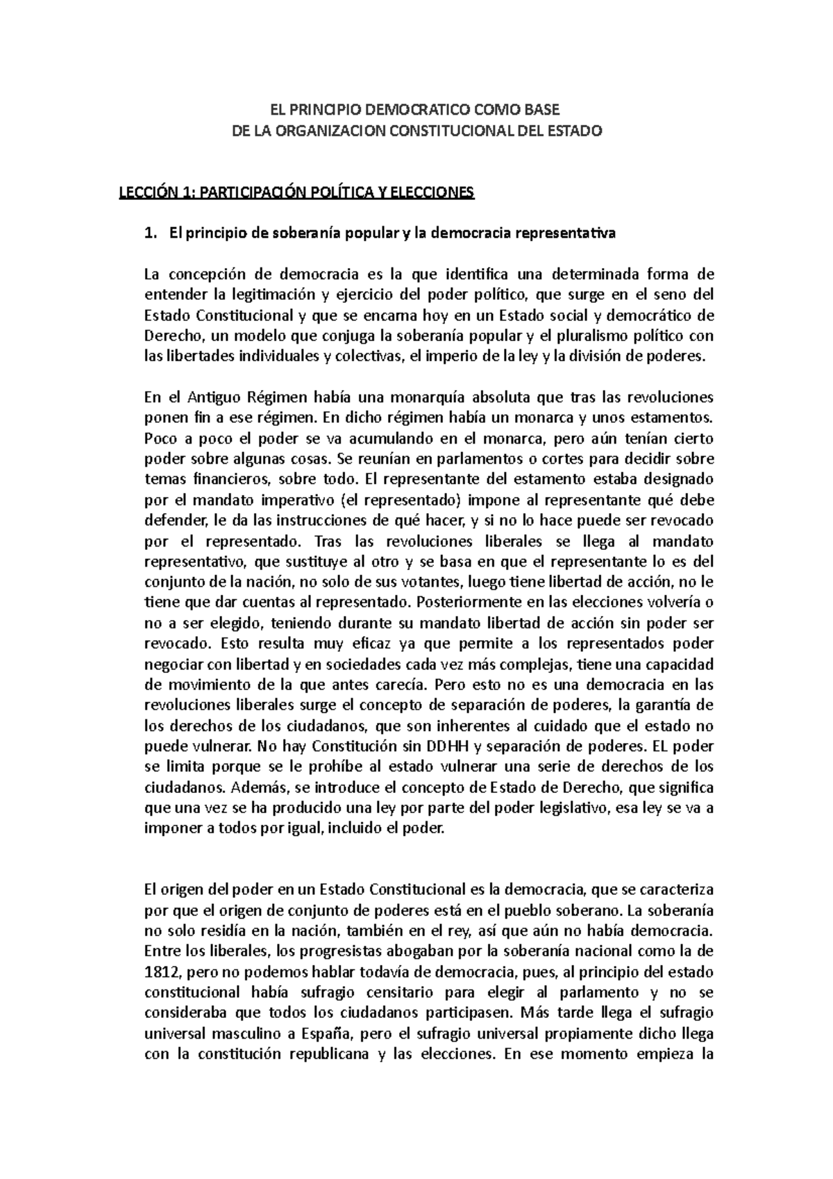 Wuolah free tema 1 consti II - EL PRINCIPIO DEMOCRATICO COMO BASE DE LA ...