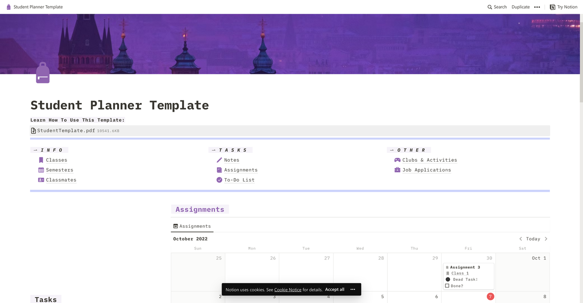 Student Planner Template - See Cookie Notice for details. Accept all 2 ...