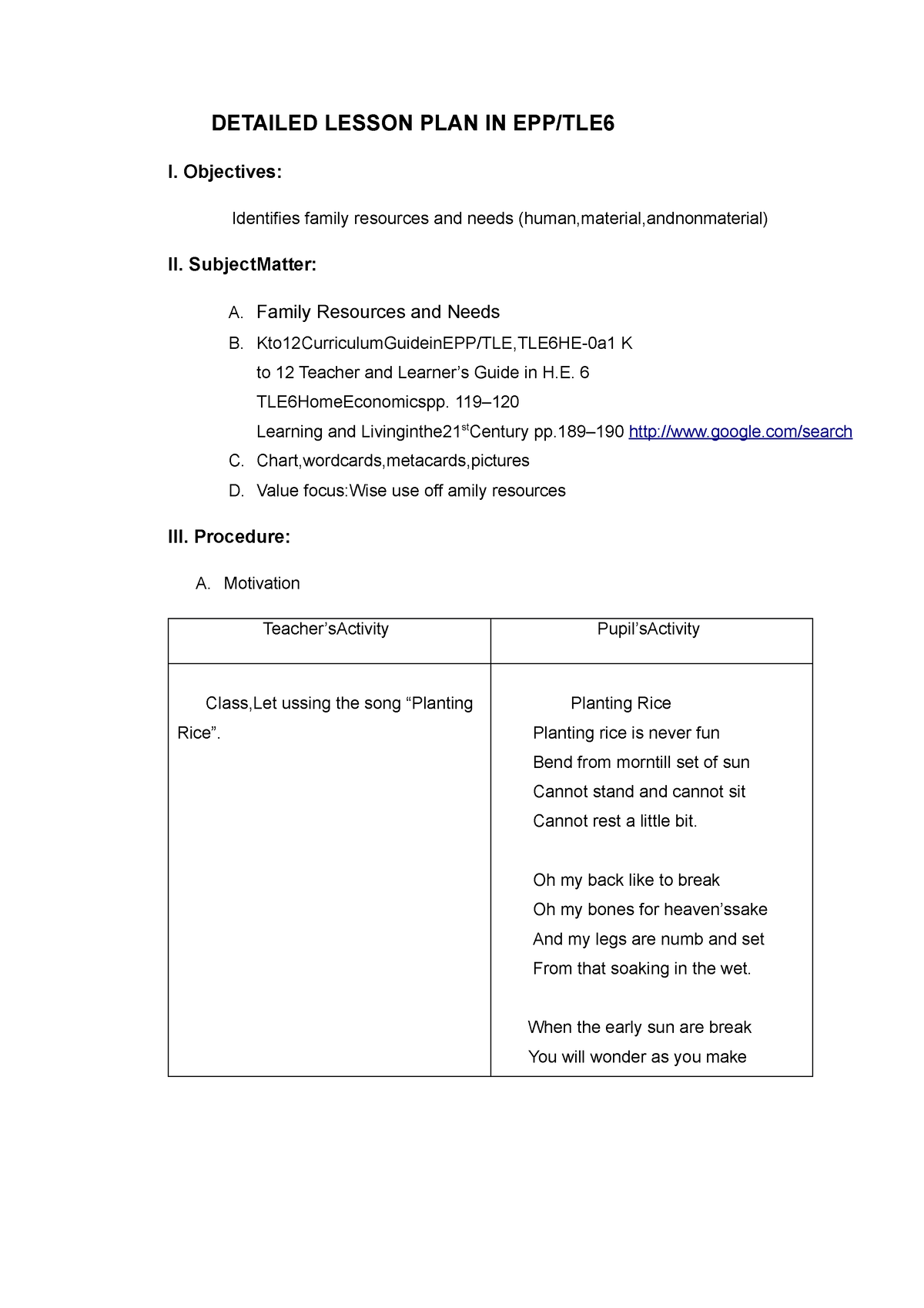 Detailed Lesson Plan In Epppdf - DETAILED LESSON PLAN IN EPP/TLE I ...