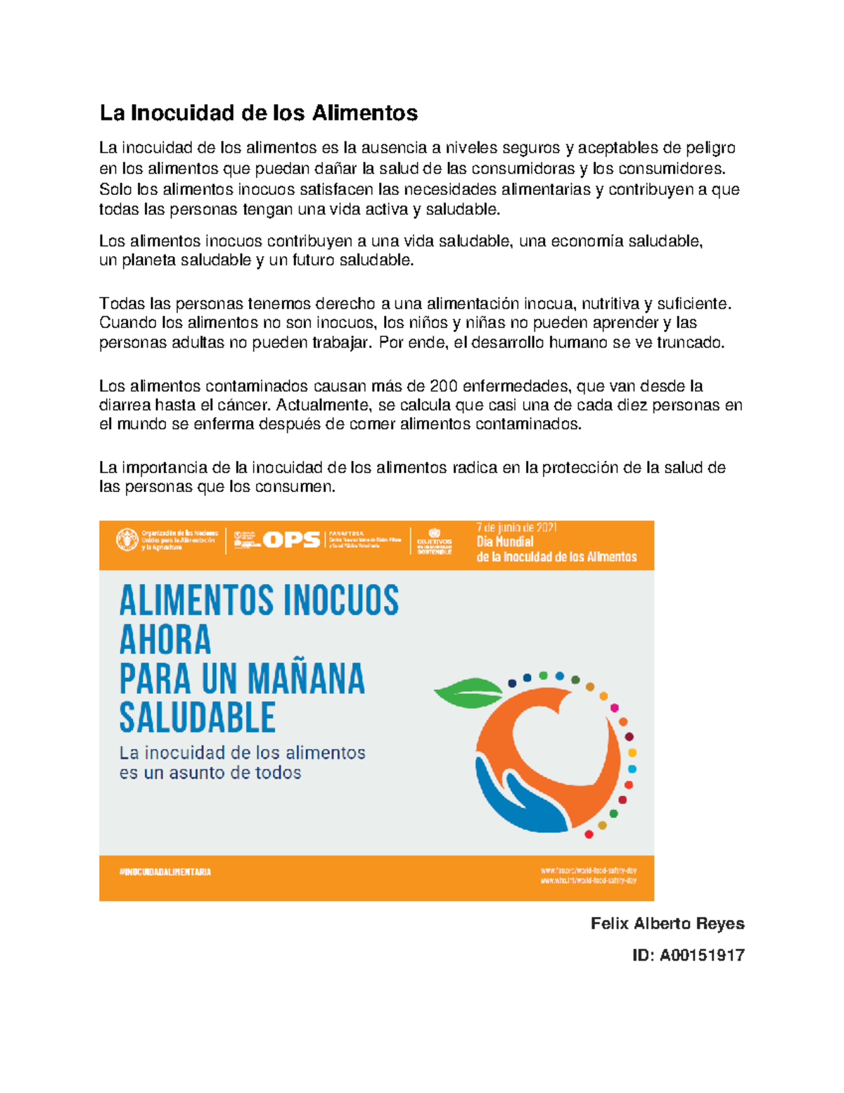 La Inocuidad de los Alimentos - Solo los alimentos inocuos satisfacen ...