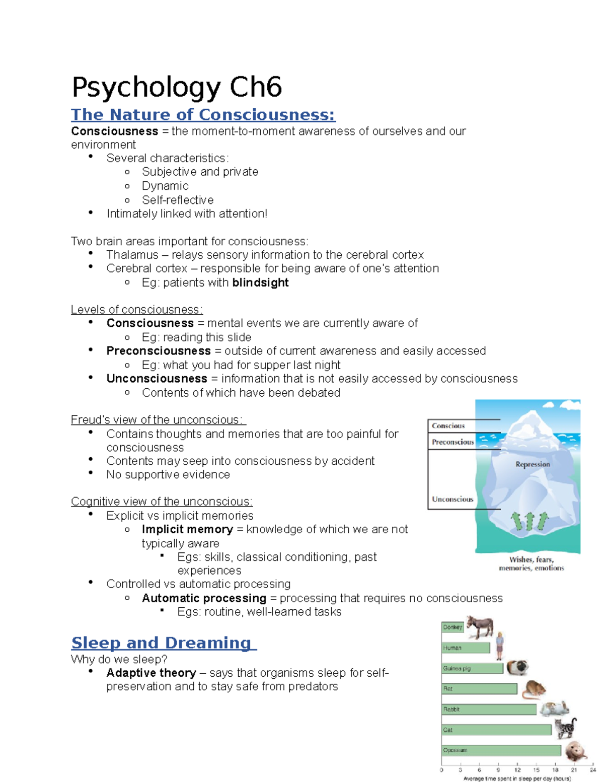 Psychology Chapter 6 Textbook Summary Notes - Psychology Ch The Nature ...