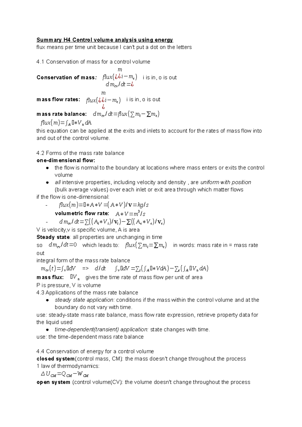 summary-h4-control-volume-analysis-using-energy-4-forms-of-the-mass