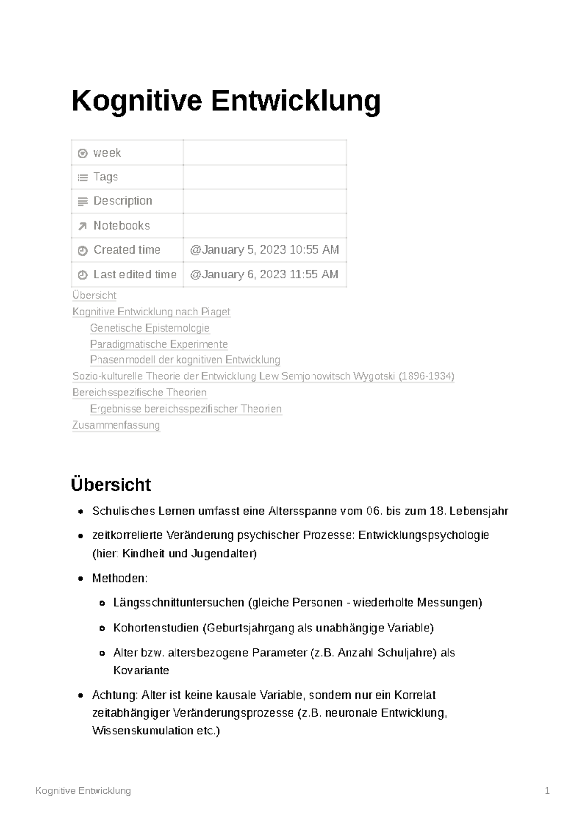 Kognitive Entwicklung - Kognitive Entwicklung week Tags Description ...