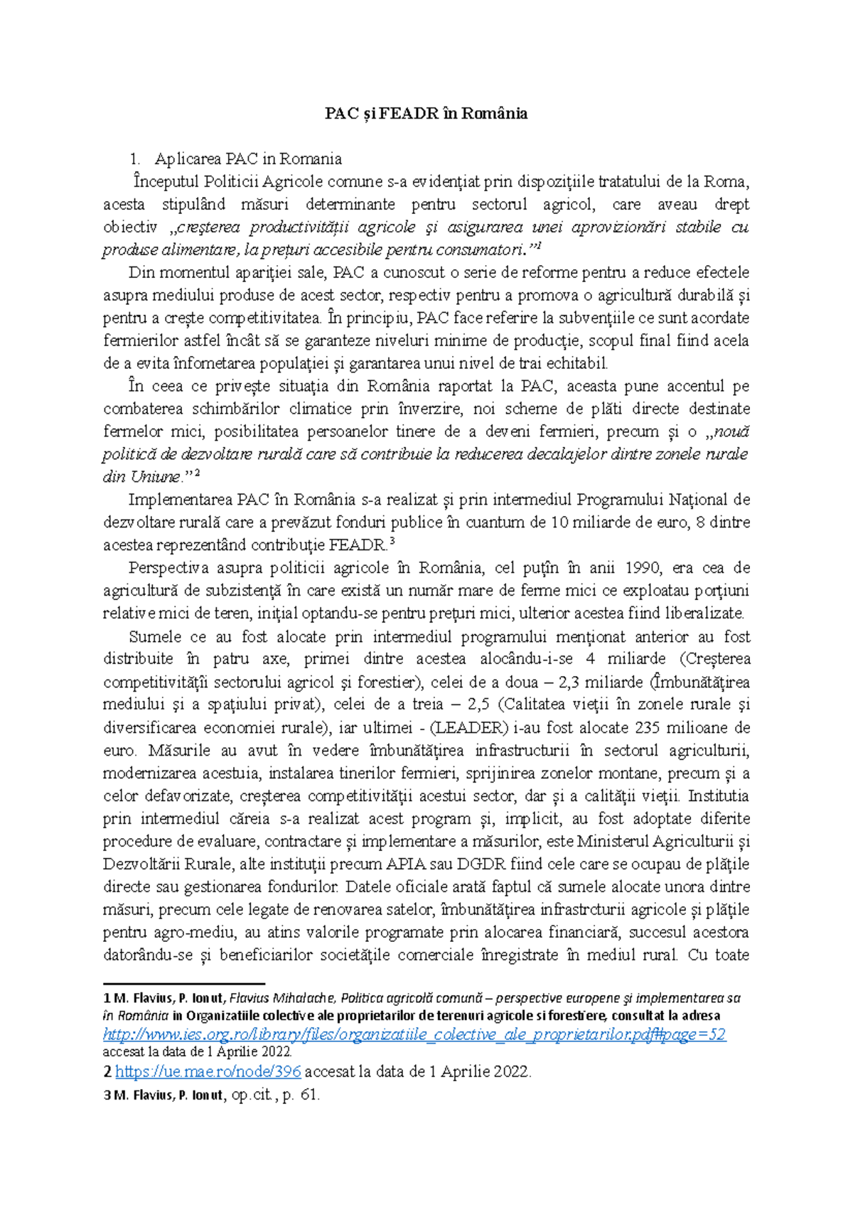 PAC - studocu - Eseu - Politici europene (PAC) - PAC și FEADR în ...