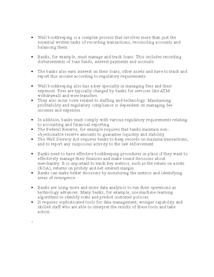 BANK Bookeeping Notes 2 - The process of maintaining and recording ...