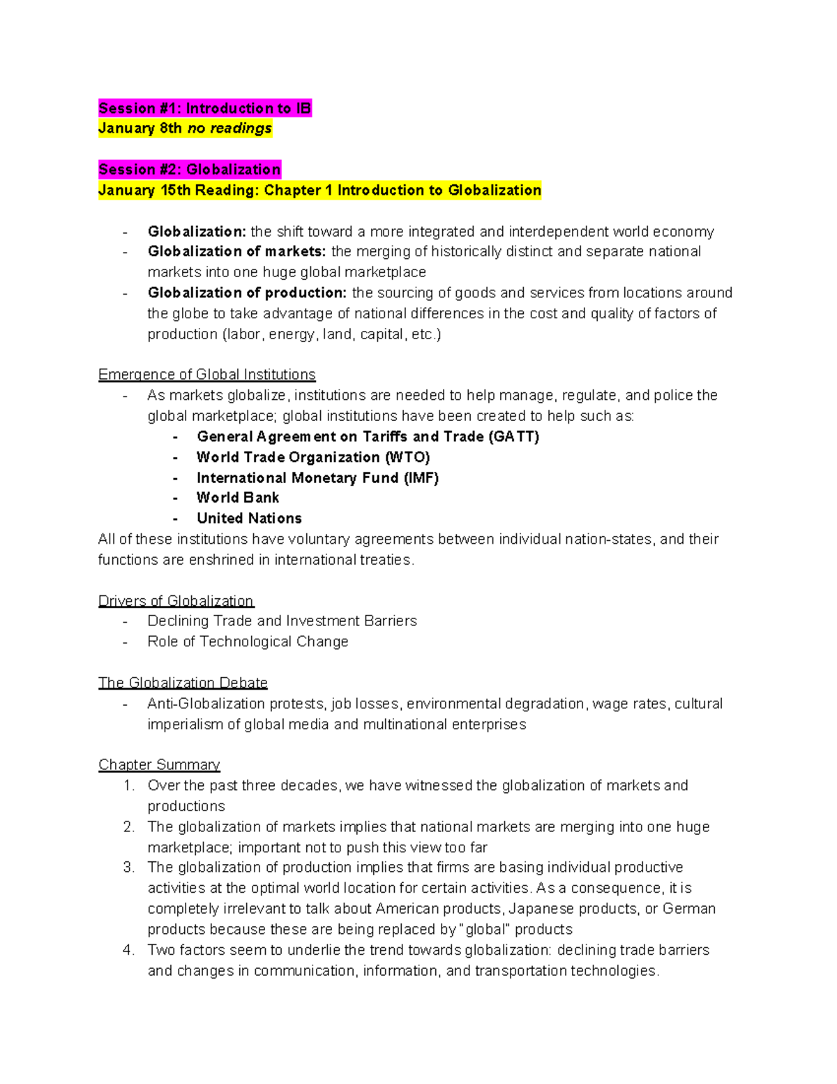 COM 361 International Business Notes - Session #1: Introduction to IB ...