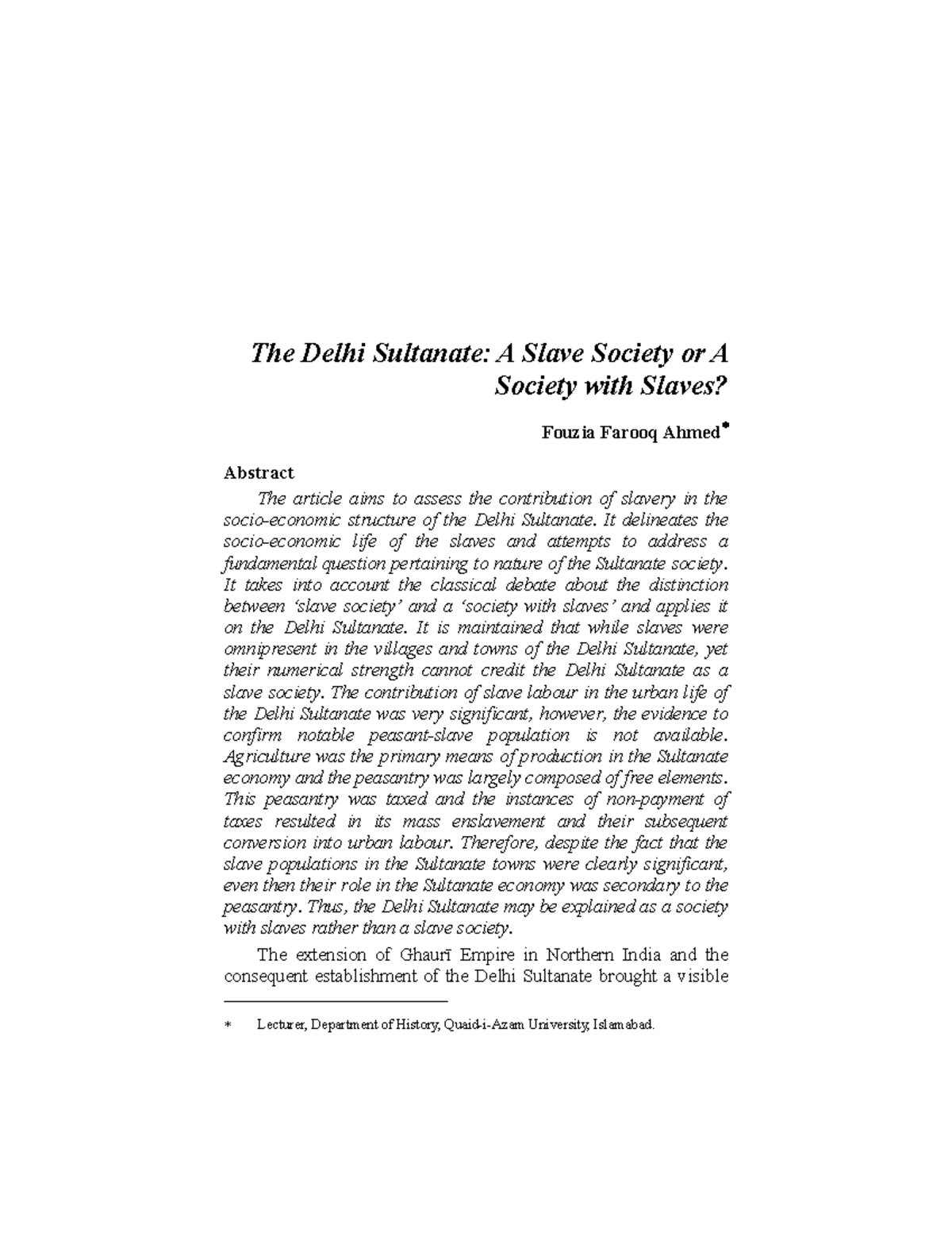 The Dehli Sultanate - N/a - The Delhi Sultanate: A Slave Society Or A ...