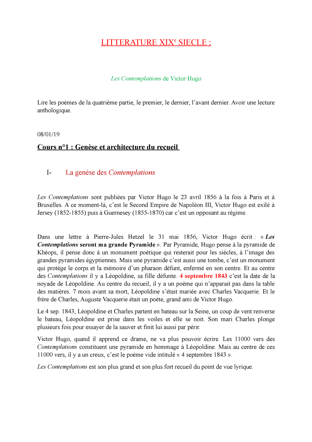 Dissertation Sur Les Contemplations De Victor Hugo  La Galerie