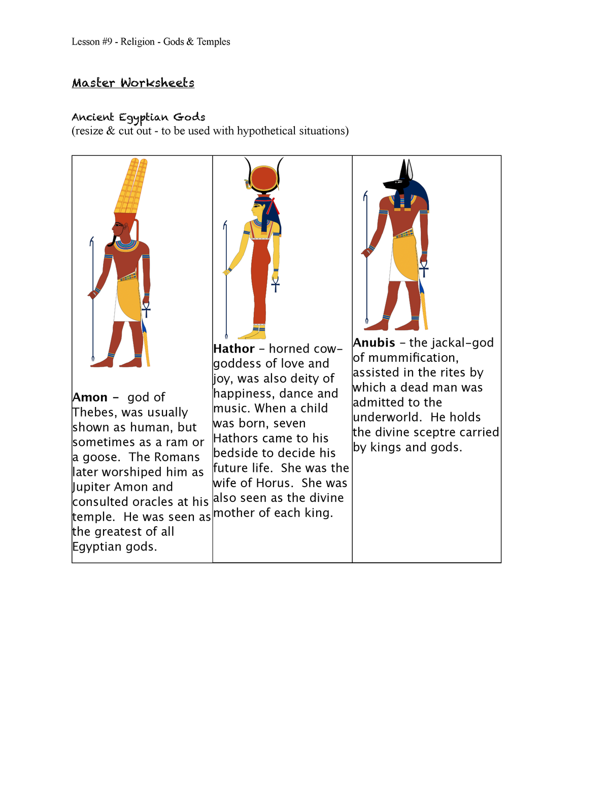 egyptian gods homework help