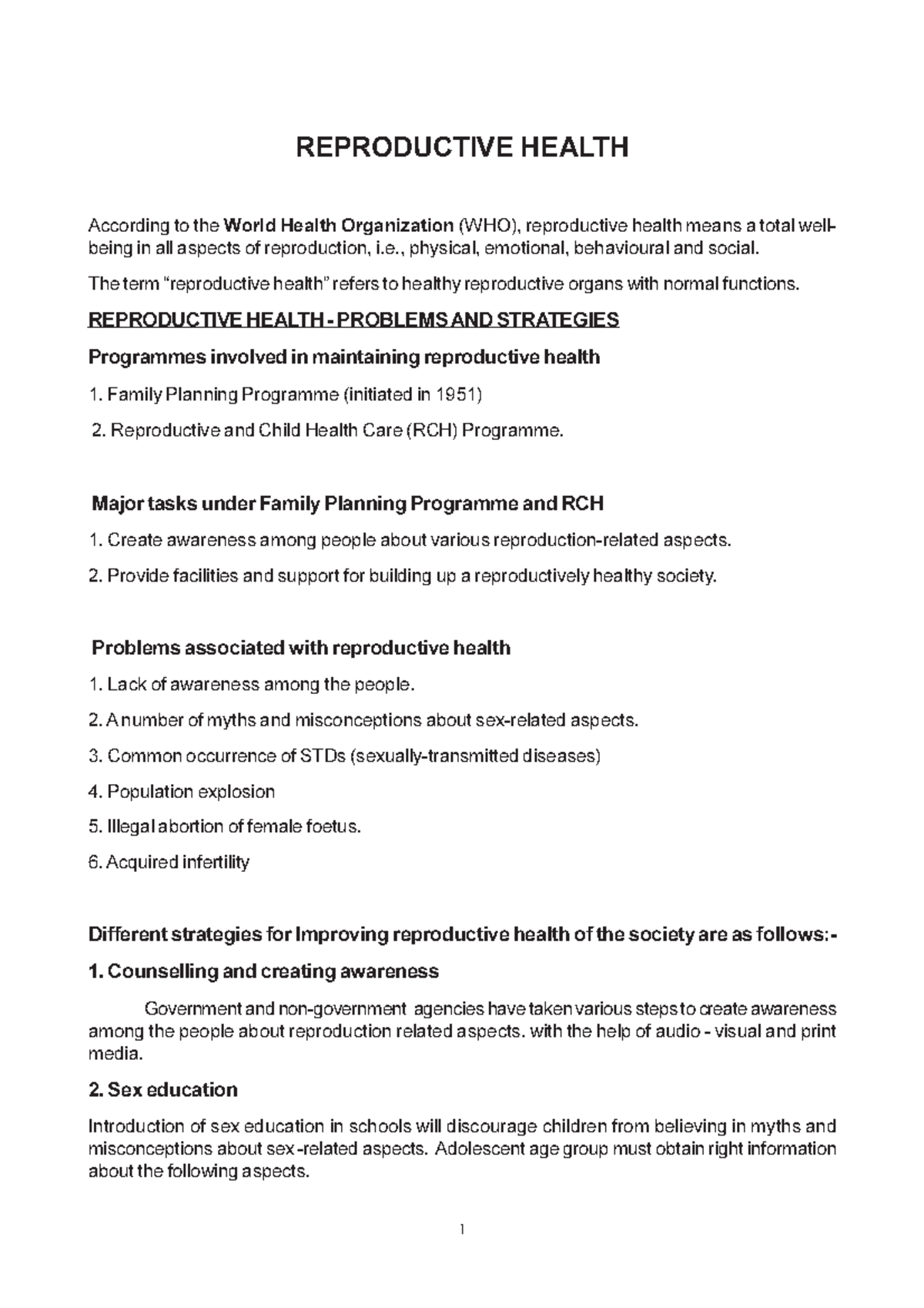 reproductive health related research topics